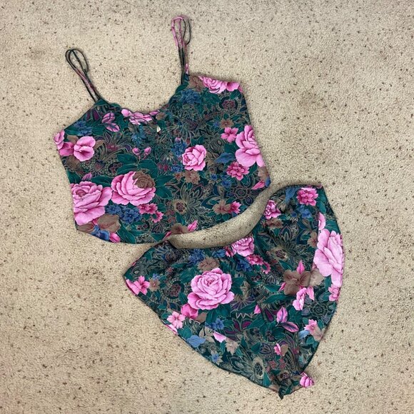 Vtg Y2K Victoria's Secret Pajama Set Floral Cottagecore Coquette Size Medium Wom - Picture 1 of 5
